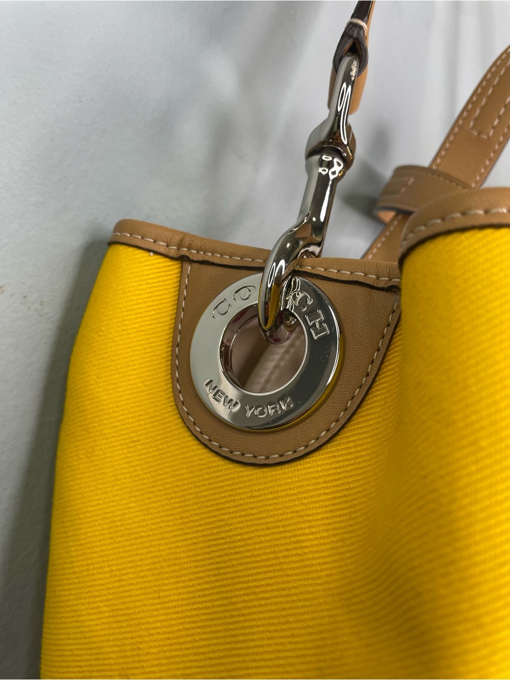 Coach Hadley Twill Large Duffel Tote in Sunflower Yellow - Picture 9 of 14